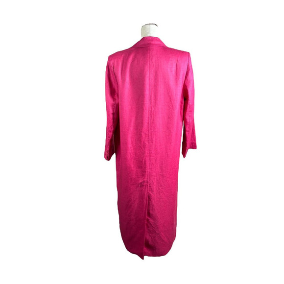 Sanyo Fashion House Pink 100% Linen Trench Blazer Jacket Barbiecore Coat Size 6 - Picture 2 of 11
